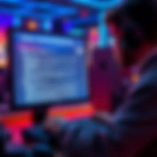 A computer screen displaying online gaming rules and regulations with a person reading them carefully.