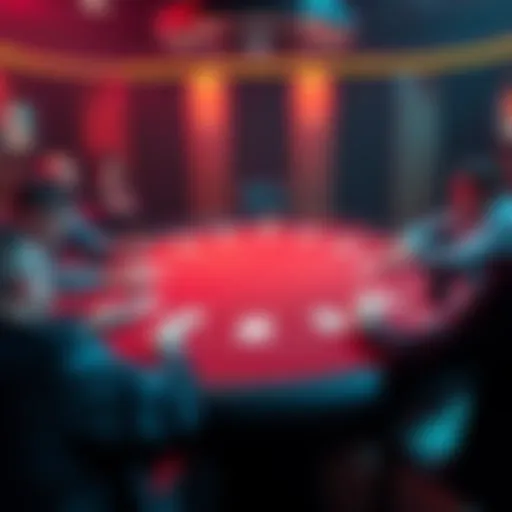 A virtual poker table showing players making aggressive bets in a no-limit Holdem game, highlighting shoving patterns.
