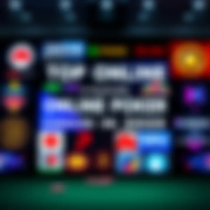 A collage of various online poker websites popular in Australia, showcasing different logos and designs