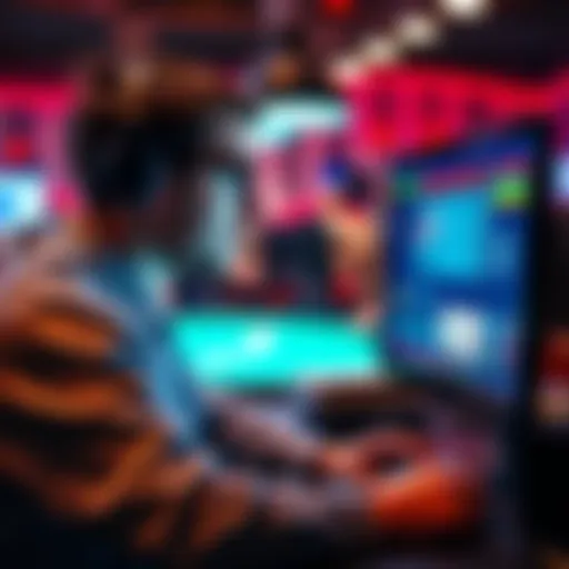 A thoughtful poker player looks at a computer screen displaying poker solver software while considering ethical issues.