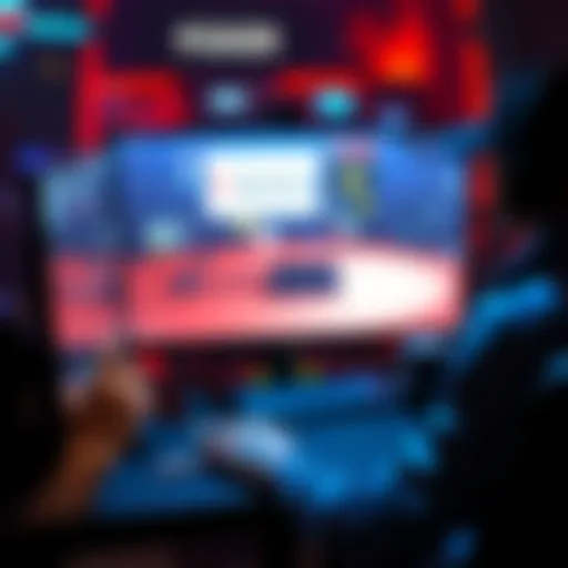 A person sitting at a computer playing online poker with cards on the screen