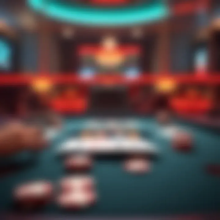 A digital poker table displaying cards and chips, showing signs of manipulation in gameplay.