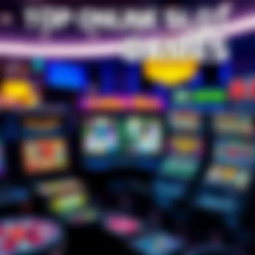 Online Slot Games A display of popular online slot games with colorful graphics and icons from various providers.