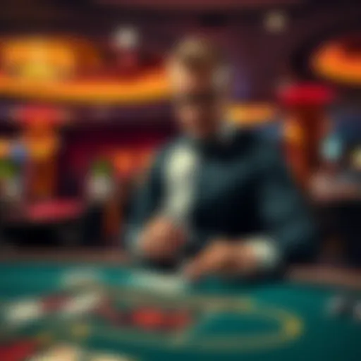 Ossi Ketola, wearing a dealer's uniform, confidently deals cards at a blackjack table in a casino setting