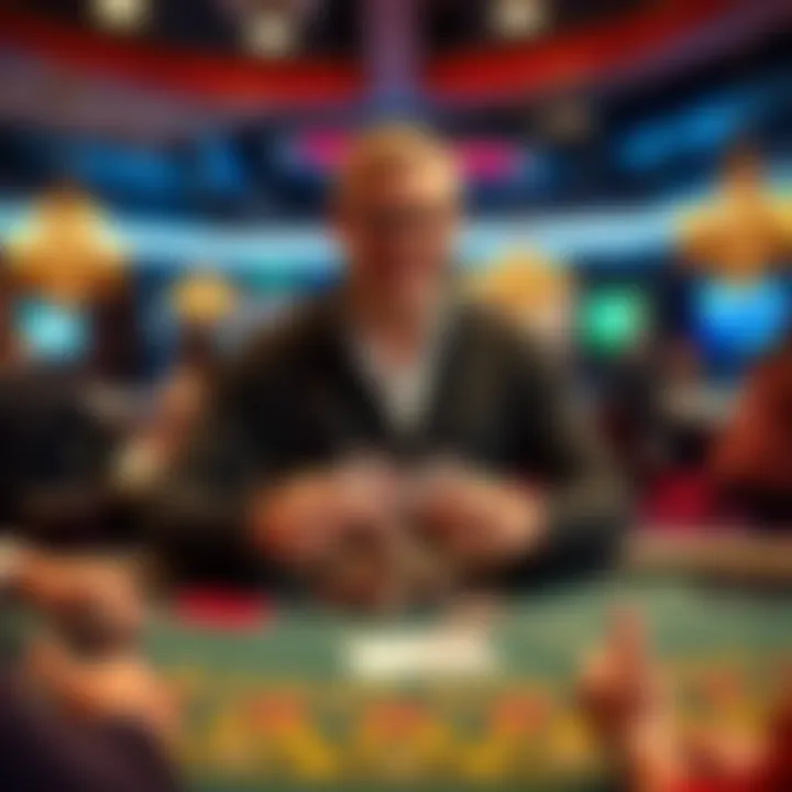 Ossi Ketola standing behind a blackjack table with cards in hand, smiling as he engages with players