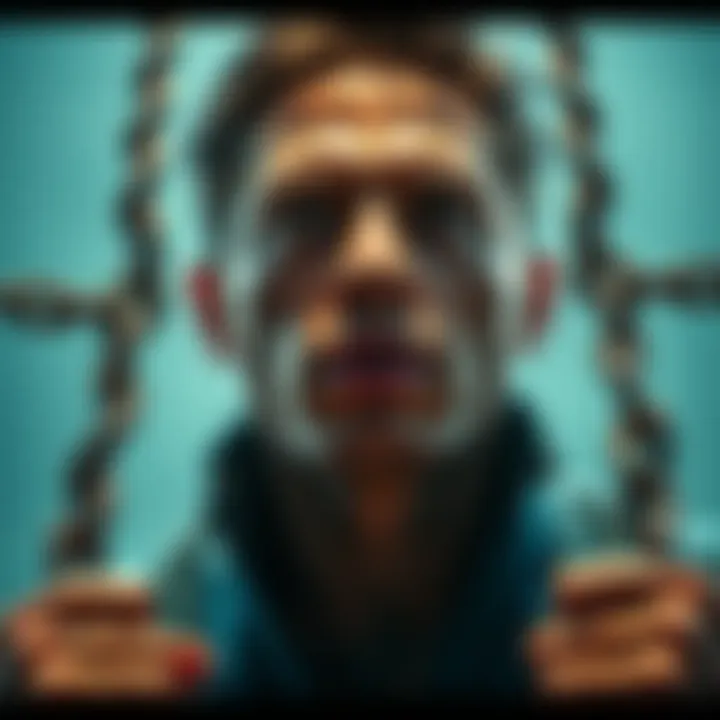 A person looking determined while breaking free from chains symbolizing addiction