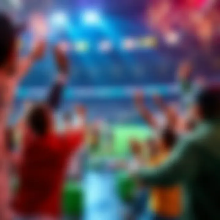 Exciting Overtime Sports Action Fans celebrating thrilling overtime wins in sports games with cheers and excitement.