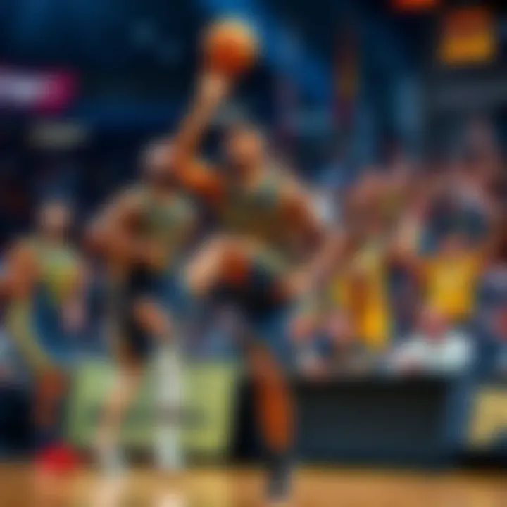 Pacers team in action during a game, showcasing their skills with fans cheering in the background