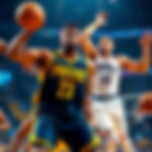 Action shot of Pacers and Thunder players during the NBA Championship Game 1 matchup