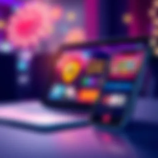 An illustration showing a laptop and smartphone displaying online gambling games with a focus on security features and cash-out options.