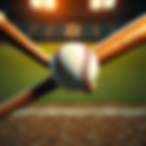 Pair of baseball bats crossed Two baseball bats crossed with a baseball in the center, symbolizing the strategy of combining hitters for betting success.
