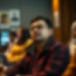 A 32-year-old parent at a support meeting looking hopeful and determined to change their life after struggles with gambling and trading.