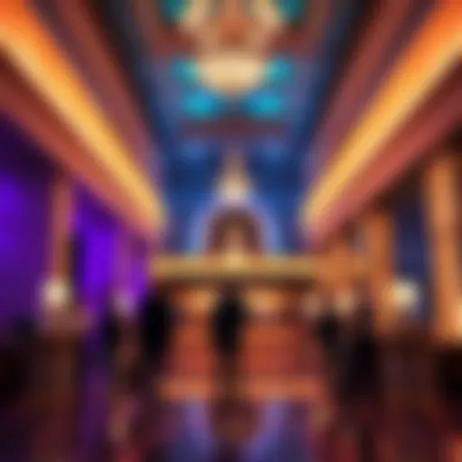 A view of the Park MGM hotel lobby with guests checking in at the front desk, showcasing a modern design and atmosphere.