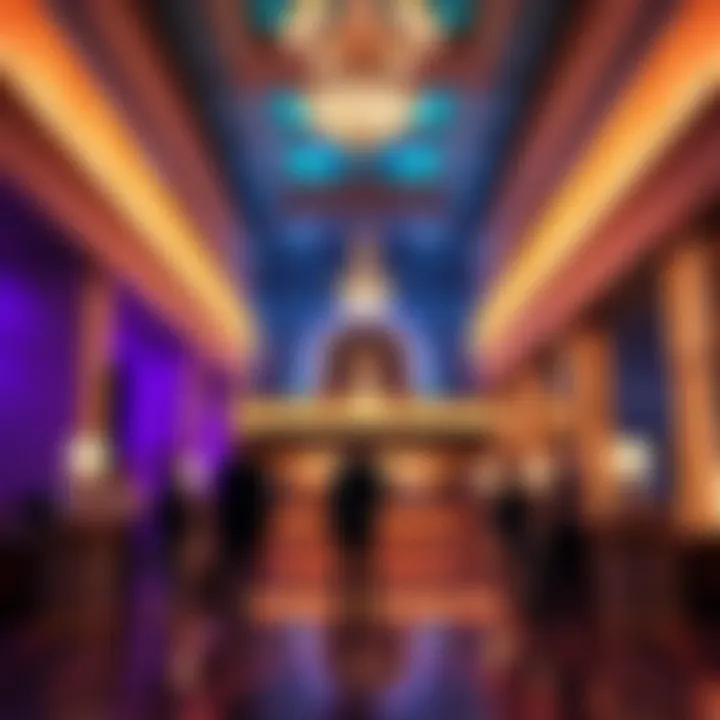 A view of the Park MGM hotel lobby with guests checking in at the front desk, showcasing a modern design and atmosphere.