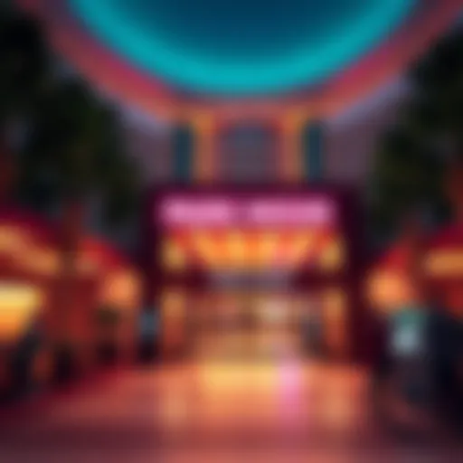 Front entrance of Park MGM with guests checking in and a sign indicating resort fees