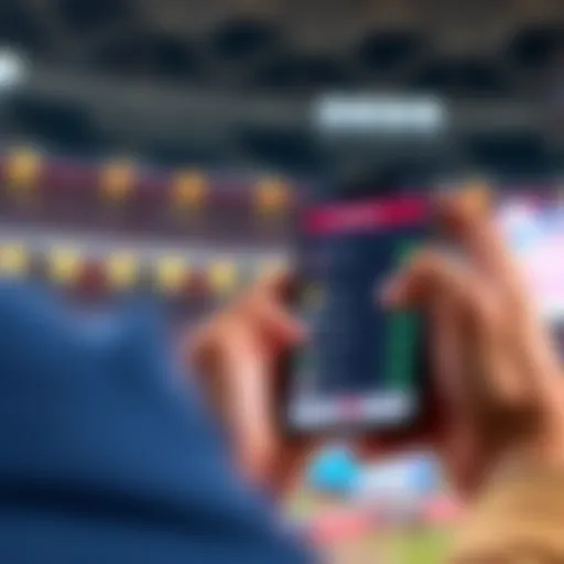 A person using a smartphone to place parlay bets on the FanDuel app, showing multiple selections on the screen.