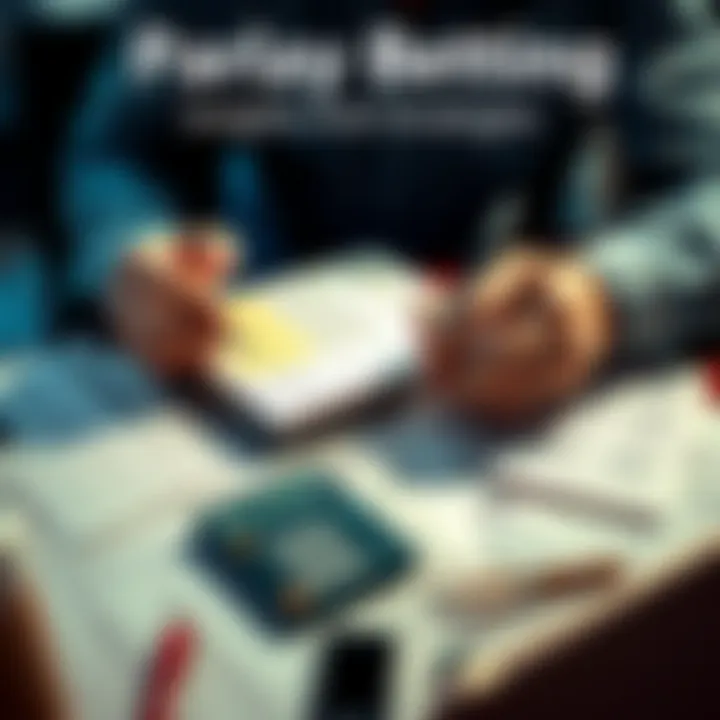 Parlay Betting Strategy A person studying parlay betting strategies with a notebook and pen, surrounded by betting slips and a calculator.