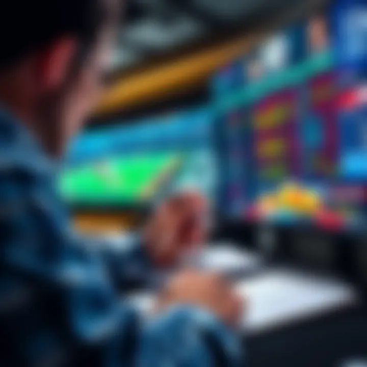 Parlay Betting Strategy A person analyzing parlay betting options with a notebook and sports events on a screen.