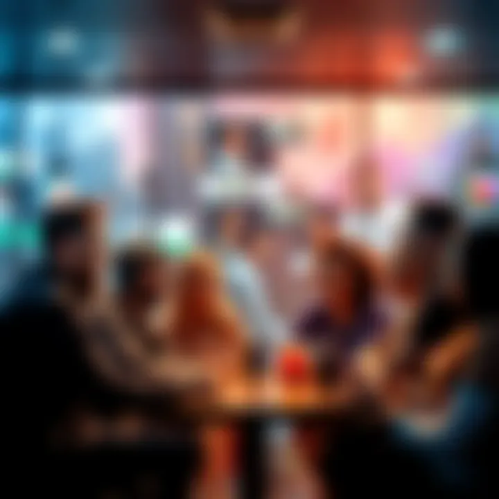 A group of diverse people engaging in a lively chat about betting strategies in a virtual chat room.