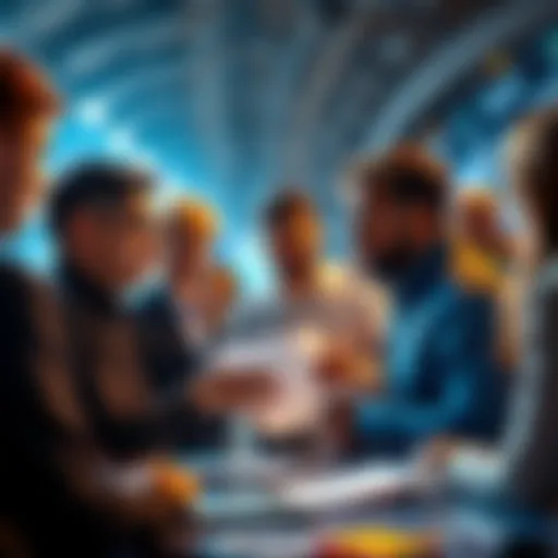 A group of people strategizing and discussing plans to win a $30K prize in a competitive setting