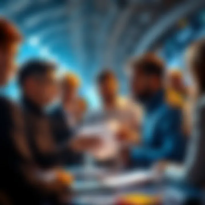 A group of people strategizing and discussing plans to win a $30K prize in a competitive setting