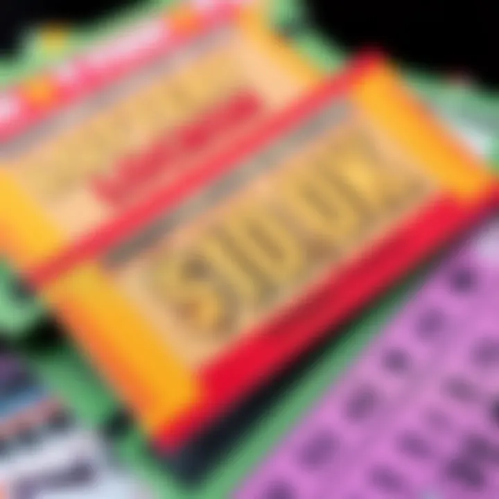 Pennsylvania Lottery Tickets Colorful Pennsylvania Lottery tickets with a $100,000 prize highlighted