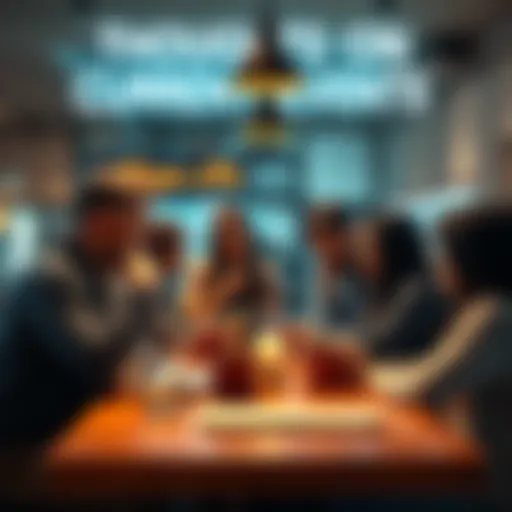 A group of people engaging in a lively discussion about current events at a coffee shop.