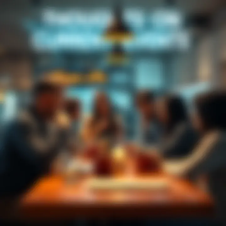 A group of people engaging in a lively discussion about current events at a coffee shop.