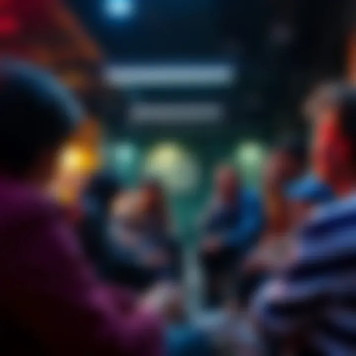 A group of people sharing their thoughts about various interpretations in a casual setting