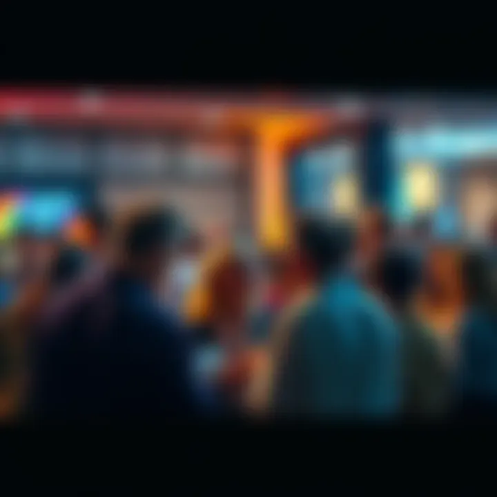 A diverse group of people engaging in conversation about current events and key issues at a public gathering.