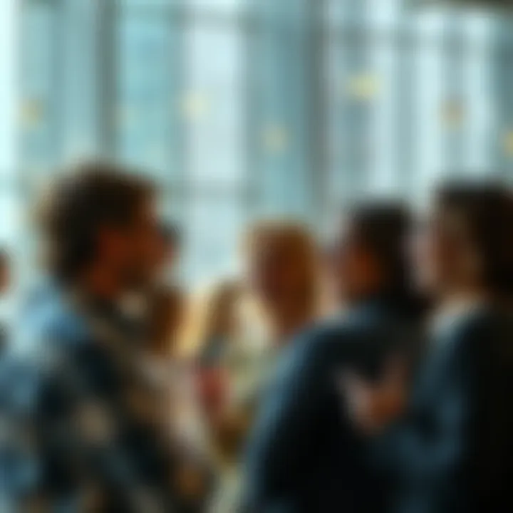 Group of people sharing opinions and ideas in a lively conversation