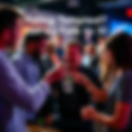 A diverse group of people engaged in a lively conversation about temptation, sharing ideas and personal experiences.