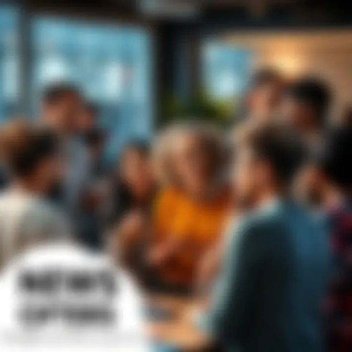 People discussing various topics A group of diverse people engaged in a lively discussion, sharing their thoughts on important issues.