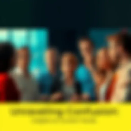 A group of people having a serious discussion about current trends and topics, looking curious and engaged.