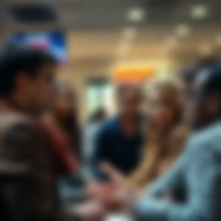 A diverse group of people in a casual setting, engaged in conversation about current world events, showing expressions of curiosity and concern