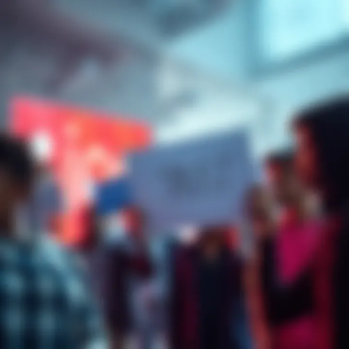 Group of people showing disappointment towards Ion, holding signs and discussing their trust issues.