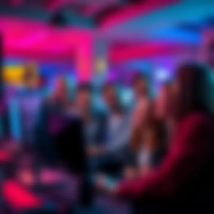 Group of people gathered around a computer laughing at negative reviews of Funrize Casino on forums