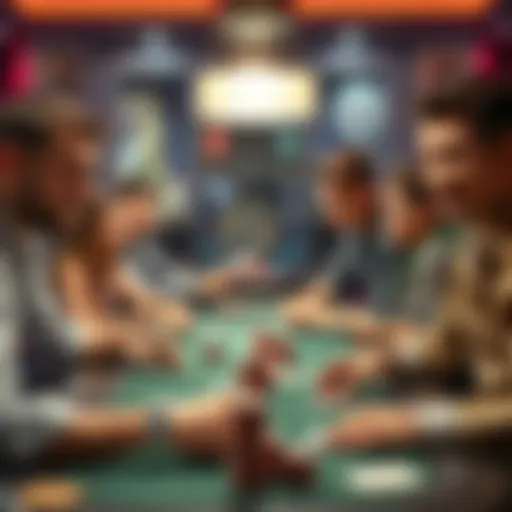 A group of friends enjoying a poker game, smiling and focused on their cards