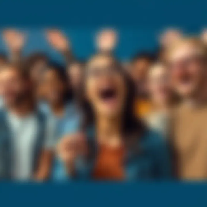 A group of diverse people expressing surprise and excitement while discussing the phrase C'mon Mane