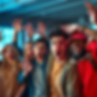 A diverse group of people expressing disbelief and surprise, with their mouths open and hands on their heads, in a casual setting.