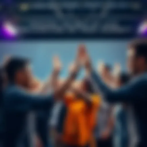 A group of diverse people encouraging one another with smiles and high-fives as they prepare for new challenges