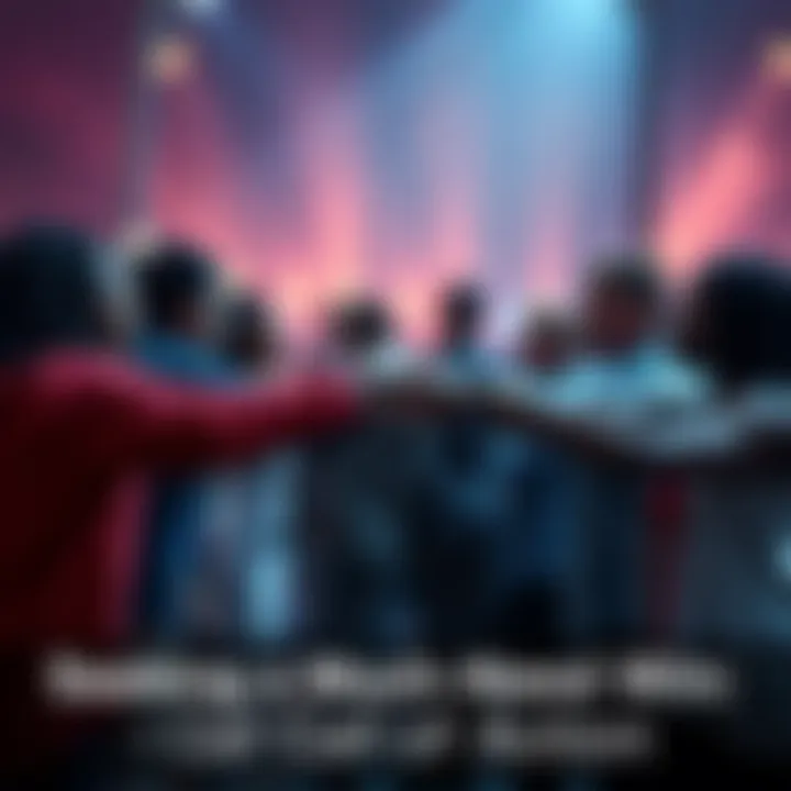 People supporting each other A group of diverse people holding hands in a circle, symbolizing unity and support during tough times.