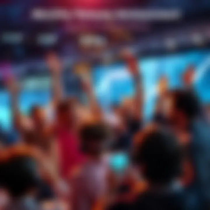 A group of people cheer and discuss excitedly about the latest update release, holding their devices to share insights.