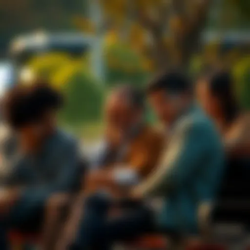 A group of people sitting on a bench, looking uncomfortable and distressed, as someone holds their head in pain.