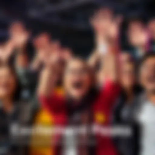 A group of people expressing disbelief and excitement together, with smiles and raised hands.