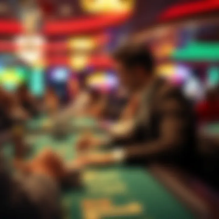 A focused player varies their betting amounts discreetly at a casino table, blending in with others while keeping a low profile.