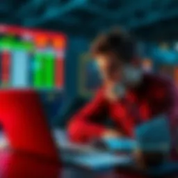 Individual looks concerned while analyzing sports betting statistics, reflecting on a recent loss, with a laptop and betting slips on the table.