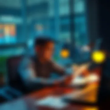 A person sitting at a desk looking at financial documents and a calculator, pondering their investment choices