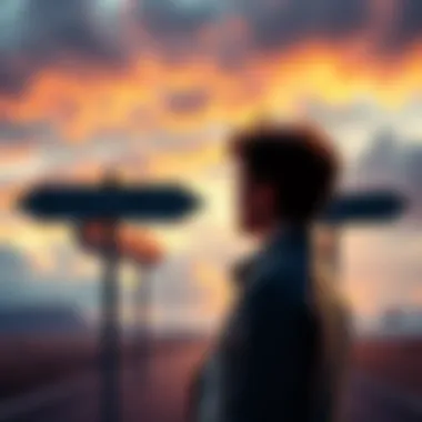 A person looks thoughtful while standing at a crossroads with signs pointing in different directions, symbolizing decision-making and uncertainty.