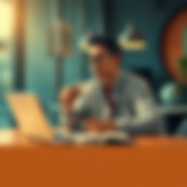 A person sitting at a table, counting cash and looking at a laptop, representing earning money